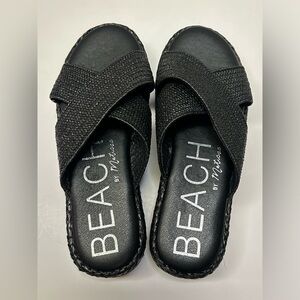 Matisse Women's size 9 Carvel X Strap Sandals Black Platform Summer Beach‎